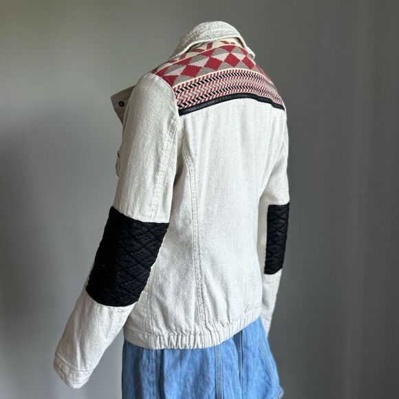 Maison Scott Scotch & Soda Linen Blend Navajo Print Moto Jacket - Picture 8 of 13